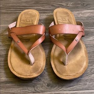 Brown slip on sandals